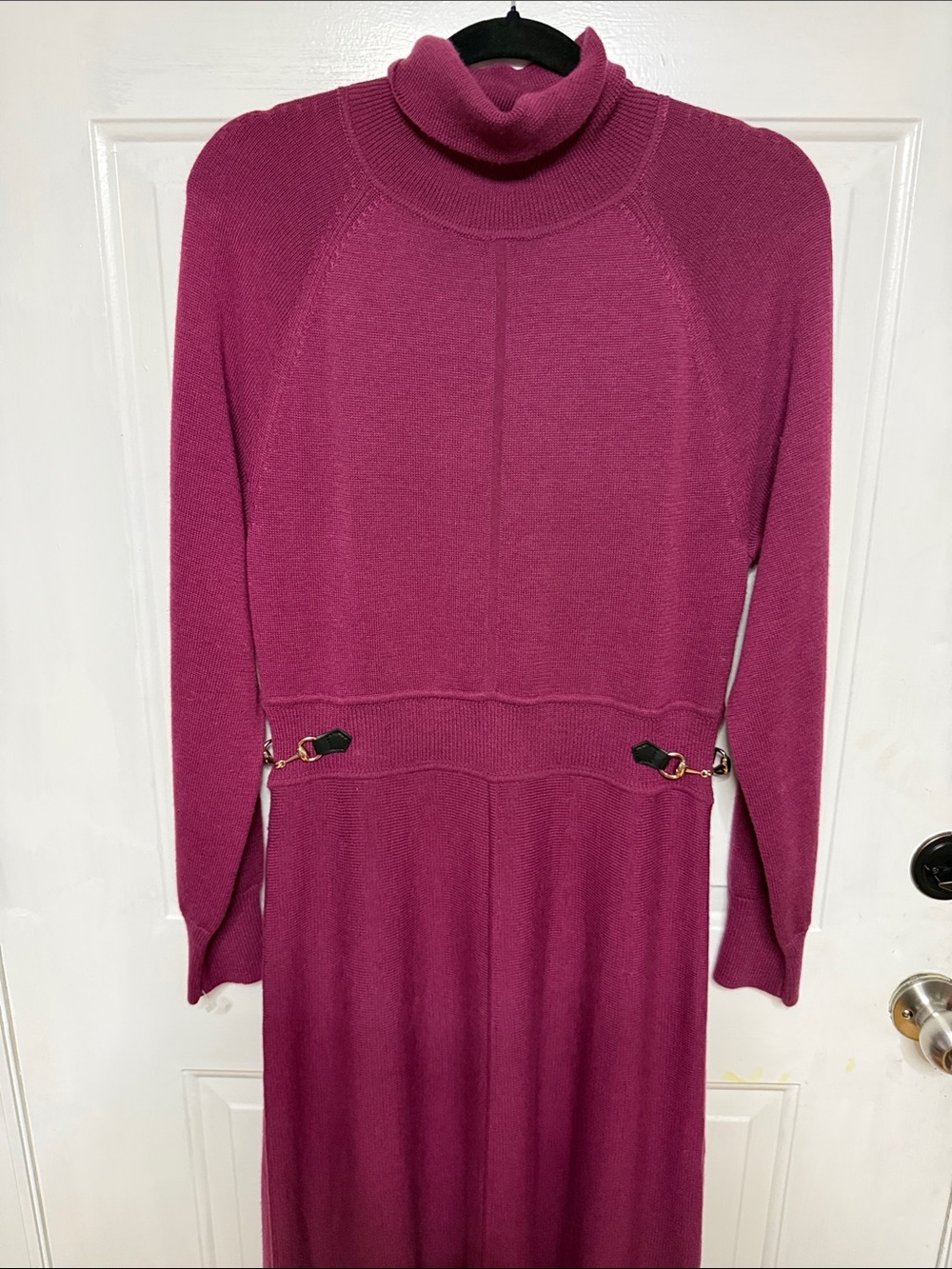New Derek Lam size Large Women's Magenta Turtleneck Knit Dress 50”length